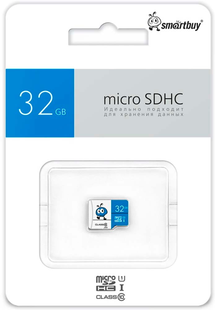карта памяти SmartBuy 32Gb microSDHC Class 10 без адаптера blue