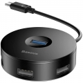 концентратор USB 3.0 Baseus round box HUB adapter Type-C black