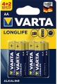 батарейки (6 шт.) Varta LR6/AA LONGLIFE-4+2BL 