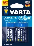 батарейки (6 шт.) Varta LR03/AAA LONGLIFE Power-4+2BL 