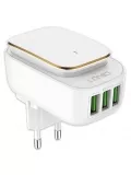 зарядное устройство с ночником LDNIO A3305 Touch LED lamp and 3 USB charger white gold