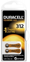 батарейки для слуховых аппаратов (6 шт) Duracell ZA312/PR41-6BL