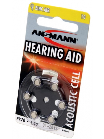 батарейки для слуховых аппаратов Ansmann ZA10/PR70-6BL