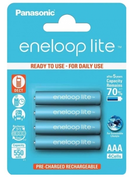 аккумуляторы (4 шт.) Panasonic 550 mAh R03/AAA Eneloop Lite BK-4LCCE/4BE-4BL