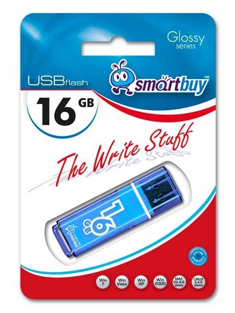 флешка USB SmartBuy Glossy series 16Gb blue