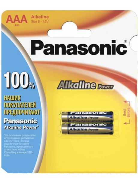батарейки (2 шт.) Panasonic LR03/AAA Alkaline Power-12BL 