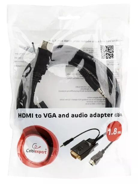 адаптер Cablexpert HDMI>VGA 19M/15F-1,8м 