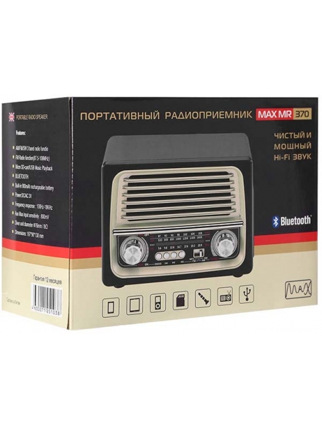 стационарный радиоприемник в стиле ретро MAX МR-370 черный