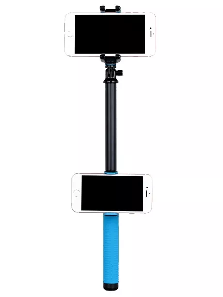 монопод для селфи с двумя креплениями Momax Selfie Hero Duo Selfie Pod 100cm KMS10 blue