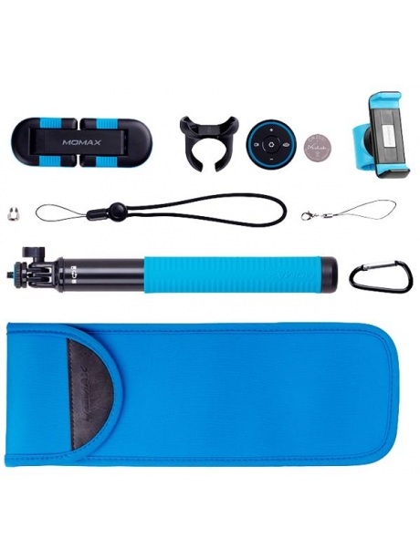 монопод для селфи с двумя креплениями Momax Selfie Hero Duo Selfie Pod 100cm KMS10 blue