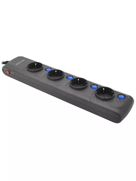 сетевой фильтр на 4 розетки Bestek EU power strip MRJ4401 black