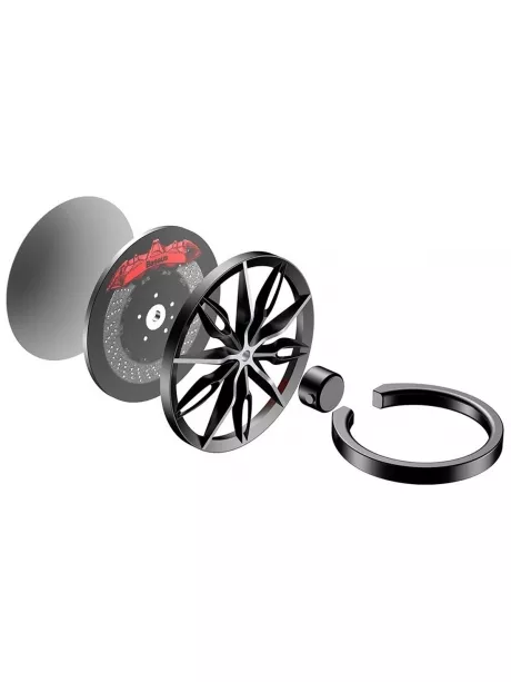попсокет на телефон Baseus Wheel Ring Bracket black + silver