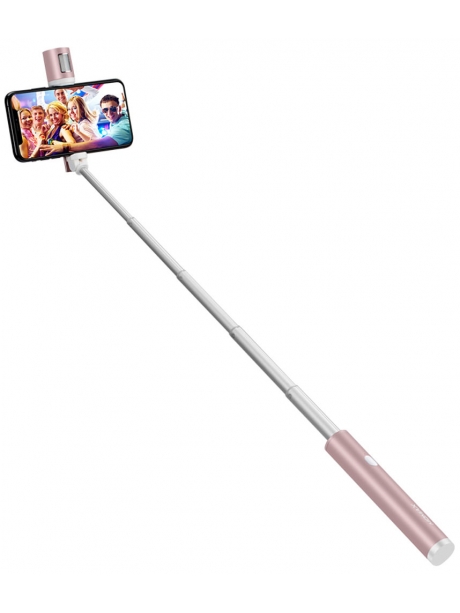 монопод для селфи с дополнительным светом Momax Selfie Light Selfie Stick with Bluetooth and LED Fill KM12 pink