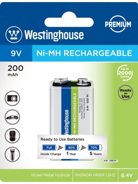 аккумулятор 9В Westinghouse 200 mAh 6F22/Крона-BP1 
