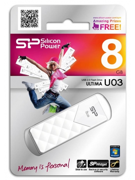 флешка USB Silicon Power Ultima U03 8Gb white