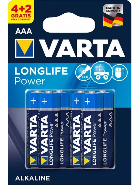 батарейки (6 шт.) Varta LR03/AAA LONGLIFE Power-4+2BL 