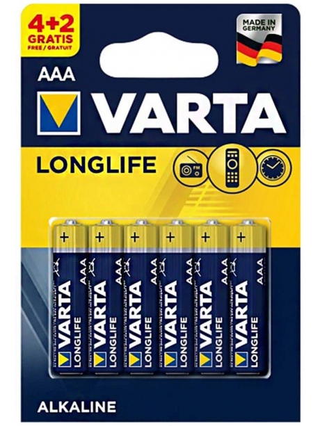 батарейки (6 шт.) Varta LR03/AAA LONGLIFE-4+2BL 