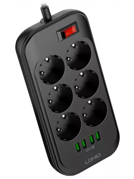 сетевой фильтр LDNIO SE6403 4USB*6 розеток 2м grey