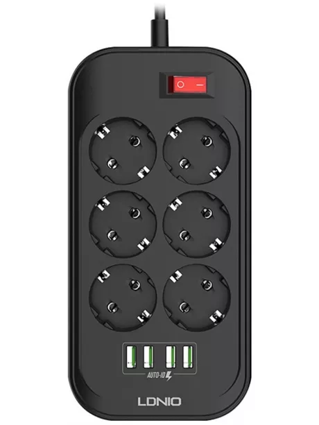 сетевой фильтр LDNIO SE6403 4USB*6 розеток 2м grey