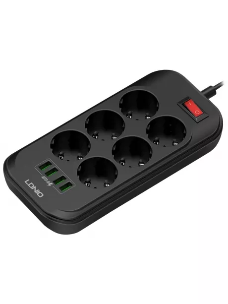 сетевой фильтр LDNIO SE6403 4USB*6 розеток 2м grey