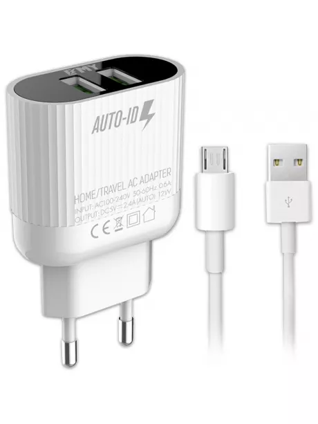 зарядное устройство EMY MY-A202 + кабель USB - micro USB white