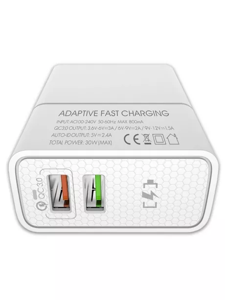 зарядное устройство для путешествий EMY MY-A501Q QC3.0 + кабель USB - Type-C white