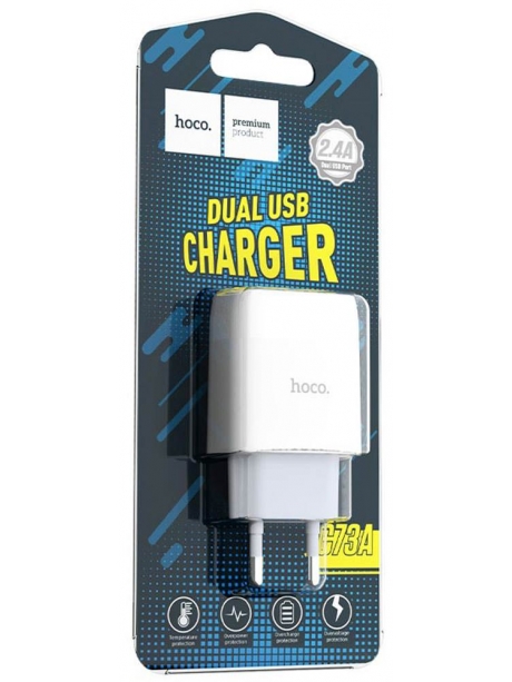 зарядное устройство Hoco C73A Glorious dual port charger white