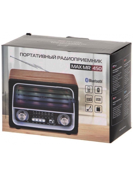 радиоприемник с аккумулятором и блютуз MAX МR-450 дерево