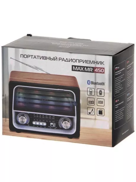 радиоприемник с аккумулятором и блютуз MAX МR-450 дерево