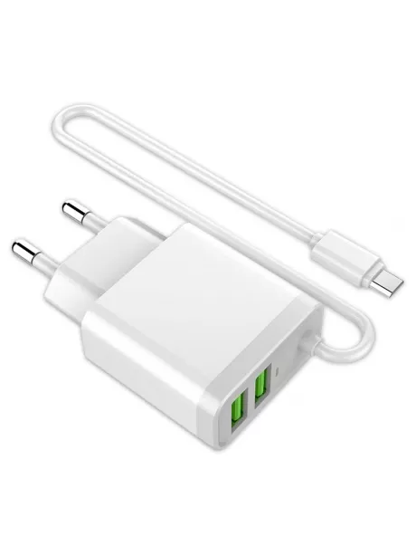 зарядное устройство LDNIO A321 2USB*3,1A + кабель micro USB white
