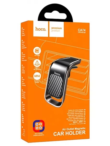 магнитный держатель на воздуховод Hoco CA74 Universe air outlet magnetic car holder black/metal gray