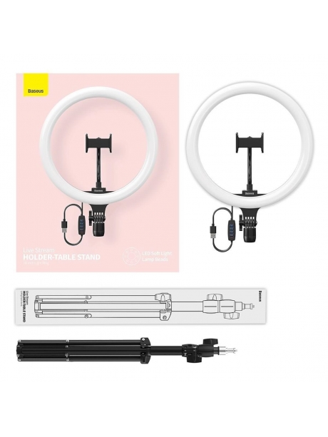 напольная кольцевая светодиодная лампа на штативе Baseus Live Stream Holder-floor Stand (12-inch Light Ring) black