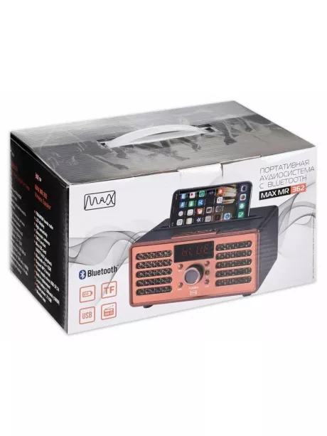 портативный радиоприемник с bluetooth и mp3 MAX МR-362 wood