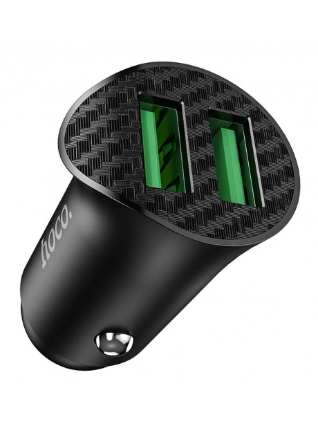автомобильное зарядное устройство Hoco Z39 Farsighted dual port QC3.0 car charger black