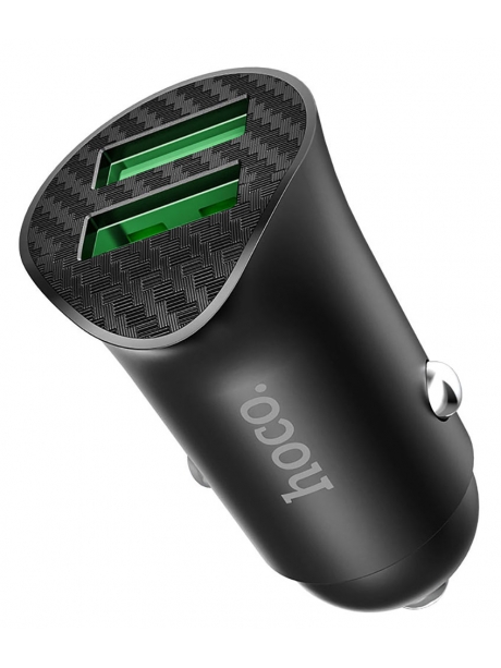 автомобильное зарядное устройство Hoco Z39 Farsighted dual port QC3.0 car charger black
