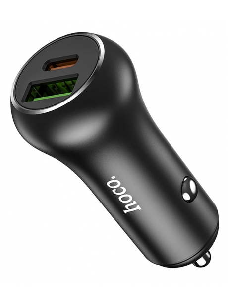 автомобильное зарядное устройство Hoco Z38 Resolute PD20W+QC3.0 car charger black