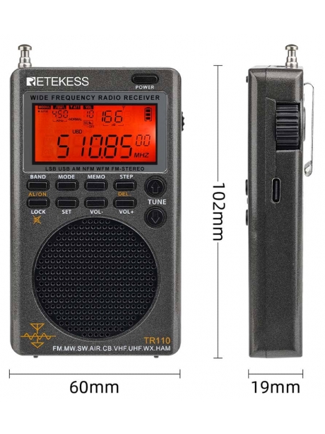 Всеволновый карманный радиоприемник Retekess TR110 