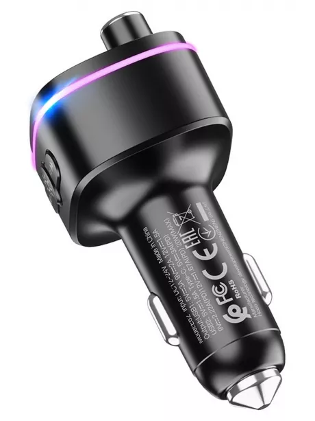 автомобильная зарядка с bluetooth FM трансмиттером Hoco E62 Fast PD20W+QC3.0 car BT FM transmitter black