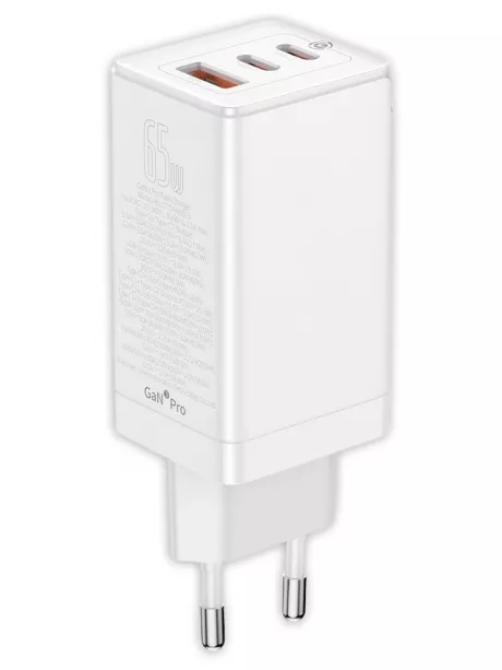 быстрая зарядка для смартфона и ноутбука Baseus GaN3 Pro Fast Charger 2C+U 65W white