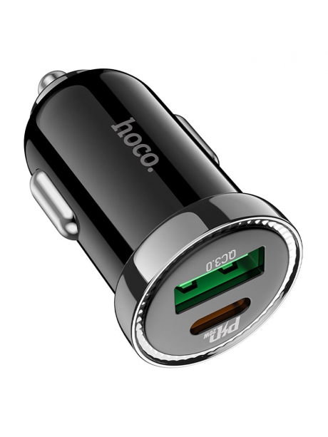 автомобильное зарядное устройство Hoco Z44 Leading PD20W+QC3.0 car charger black