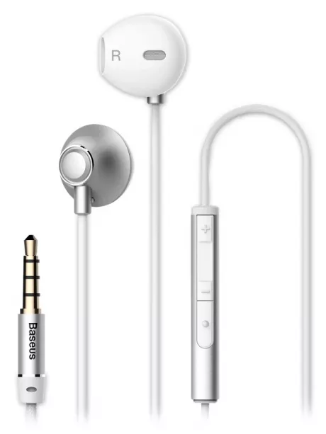 проводные наушники с микрофоном Baseus Encok H06 lateral in-ear Wired Earphone silver