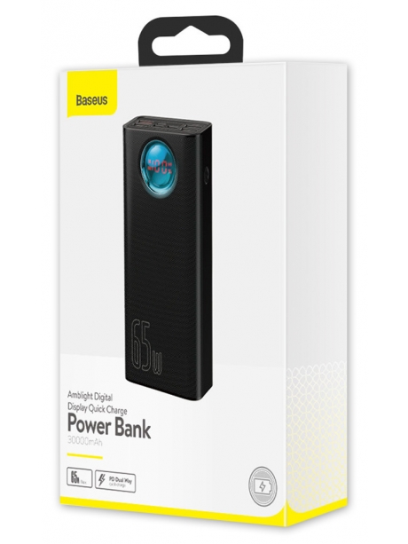 внешний аккумулятор с подсветкой и Power Delivery Baseus Amblight Digital Display Quick Charge Power Bank 30000mAh black
