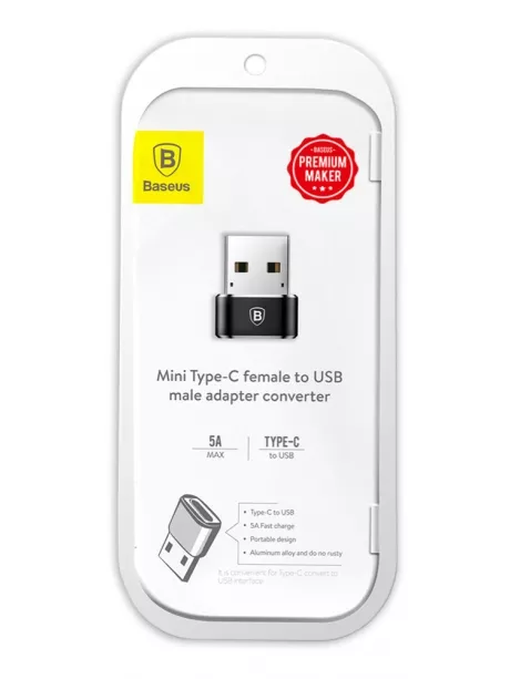 адаптер Baseus Mini Type-C female to USB male adapter converter black