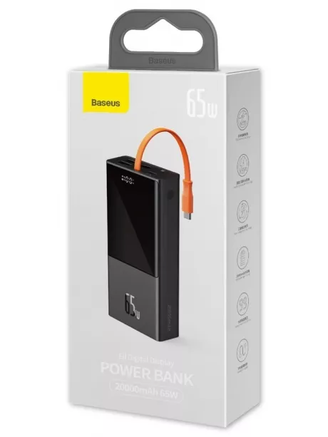 внешний аккумулятор с Apple Power Delivery Baseus Elf Digital Display Fast Charging Power Bank 20000mAh 65W black