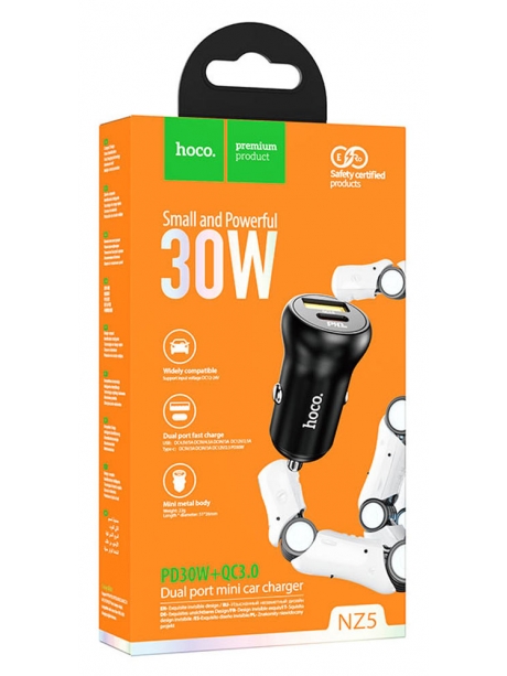 автомобильное зарядное устройство Hoco NZ5 Smooth road PD30W+QC3.0 black