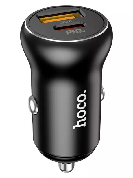 автомобильное зарядное устройство Hoco NZ5 Smooth road PD30W+QC3.0 black