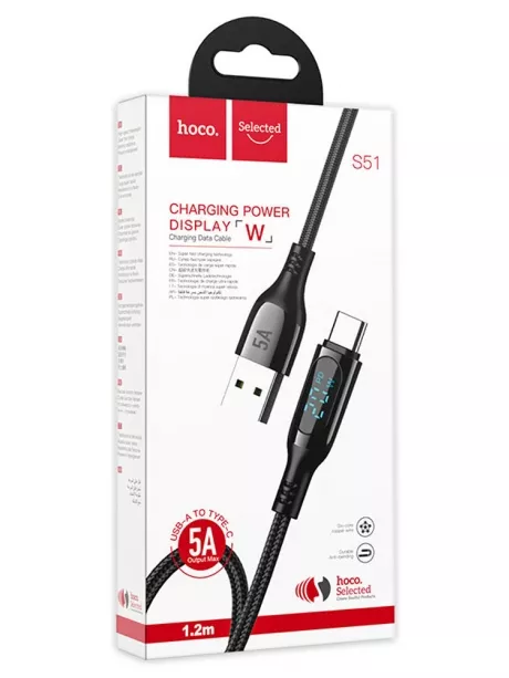 кабель для быстрой зарядки Hoco S51 5A Extreme Fast charging data cable for Type-C black