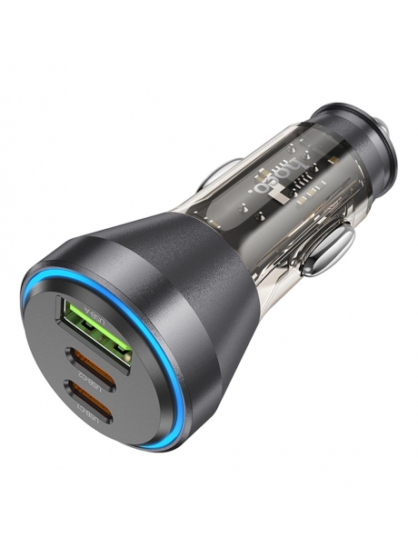 зарядка для телефона в машину Hoco NZ12D Lucky PD60W(2C1A) car charger transparent black