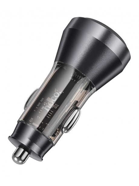 зарядка для телефона в машину Hoco NZ12D Lucky PD60W(2C1A) car charger transparent black