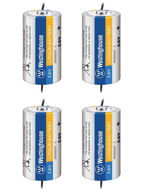 литиевые батарейки 3.6v Westinghouse ER 26500Y (C) axial wires 4шт. 